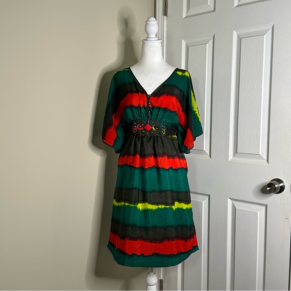 ICE Vintage multicolor summer belted dress size women’s 10
